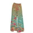thumbnail image 4 of ZHENHONG Casual Pants for Women Womens Wide Leg Palazzo Pants Boho Floral 2025 Summer Beach Culottes Flowy Casual Trousers For Vacation, 4 of 4