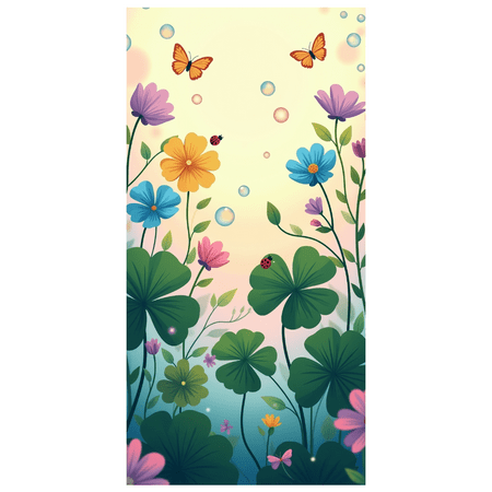 LUUFILx Colorful Floral Themed Banner with Butterflies Ladybugs Bubbles Background Party Decoration Backdrop for Garden Parties Outdoor Gatherings Spring Celebrations and Photo Shoots