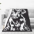 thumbnail image 4 of Cauagu Floral Cow Silhouette Pattern Flannel Bed Blankets,Fleece Blanket Comfortable Air Conditioning Blanket for Sofa Bed Travel Couch & Living Room -50"x40", 4 of 8