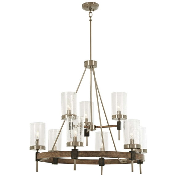 2 Tier Chandelier 9 Light St1 Grey/Brushed Nickel In Transitional Style 30 Inches Tall By 32 Inches Wide -Traditional Installation Minka Lavery
