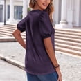thumbnail image 6 of Women's Loose-Fit Linen Button-Up Shirt with Short Sleeves and Round Neck, 6 of 6