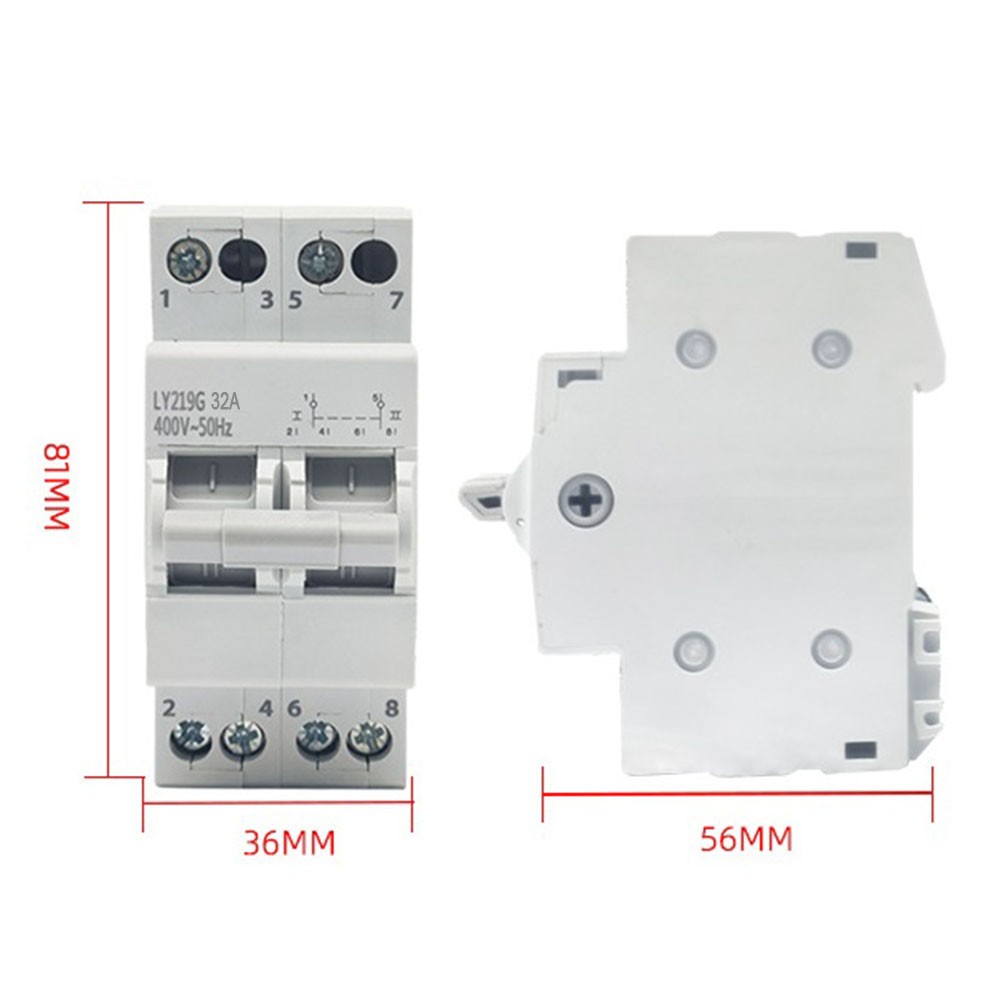 2P 32A 400V Dual Power Manual Transfer Isolation Switch Latching Circuit Breaker
