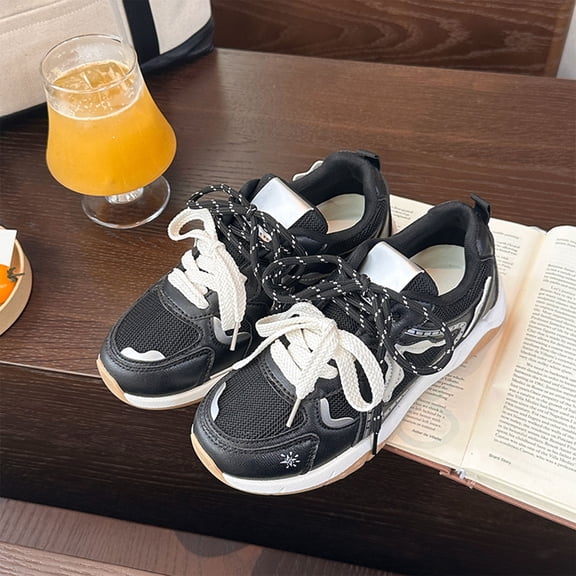 Willtoo Sneakers For Women Breathable Mesh Lace Up Color Block Lightweight Walking Shoes Non Slip Soft Sole Round Toe Fashion Casual Trainers