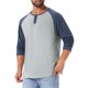 thumbnail image 5 of Camisetas de manga larga estilo béisbol para hombres INSPIRE CHIC Edición, Henley, 2XL, gris y azul marino, 5 of 6