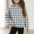 thumbnail image 2 of CLOISE Sweatshirt Kids Boys Girls Youth Gray Long Sleeve Collared Zip up Tops Plaid with Thumb Hole Outfits Fall Winter Clothes 9T, 2 of 5