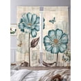 thumbnail image 3 of Blue Tulip Sheer Curtains 96 Inch Length 2 Panels Set Window Treatments, Vintage Flowers Leaves Butterfly Botanical Rod Pocket Semi Curtains for Living Room/Bedroom/Kitchen Décor, 104"W x 96"L, 3 of 7