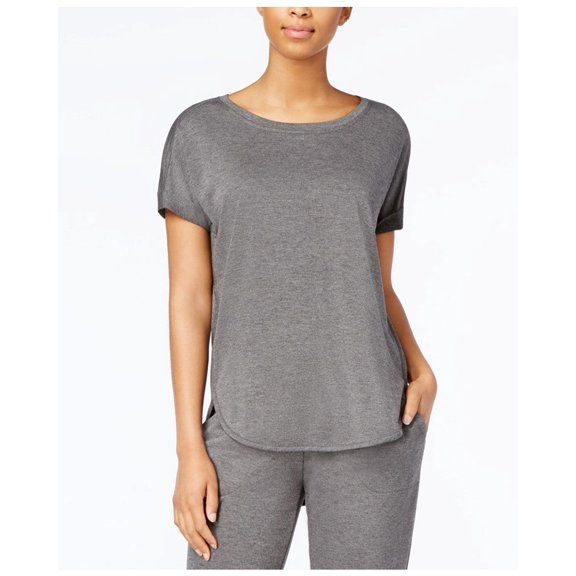 Alfani Scoop-Neck Pajama Top Dark Gray Medium