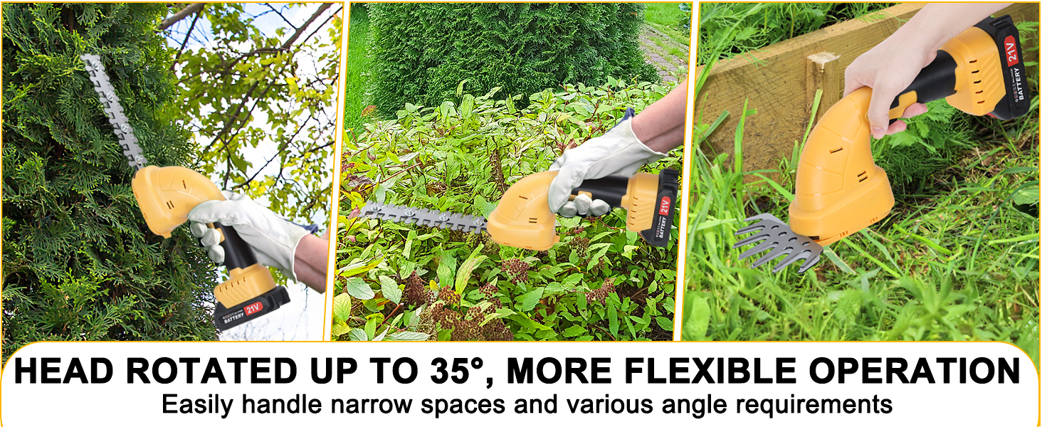 Dapmiu 2-in-1 Cordless Hedge Trimmer with Extension Pole, 21V Electric Grass Shear & Branch Cutter, 2 x 1500mAh Batteries, 30-40 Min Runtime for High Reach Pruning, Anti-Collision Safety Design.