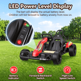 thumbnail image 3 of Funcid 24V 10Ah Big Battery Go Kart for Kids Age 6-12, Ride on Toys with 600W Motors, 7.5 MPH Electric Go Kart W/ EVA Wheels, 4-Level Adjustable Seat & 360° Drift Mode, LED Power Display, Red, 3 of 7