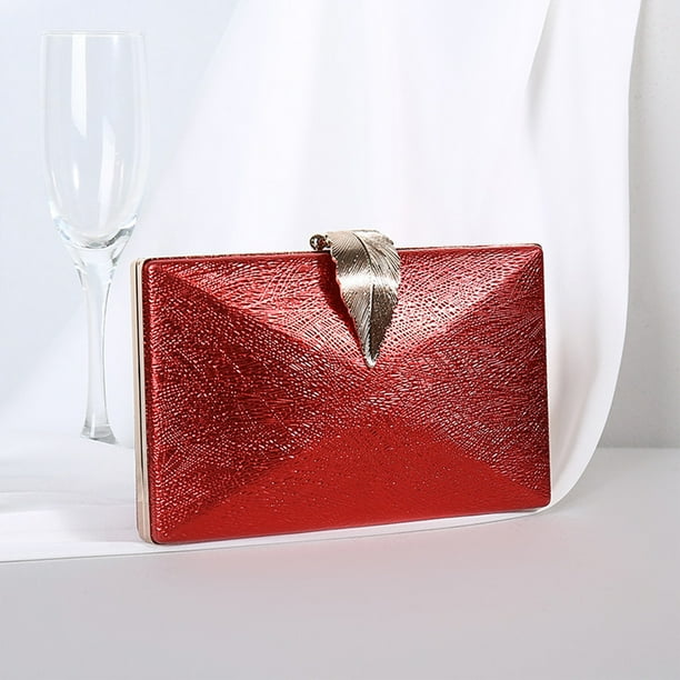 Bolso bandolera para mujer Cadena de moda PU brillante para asistir a banquetes (rojo)