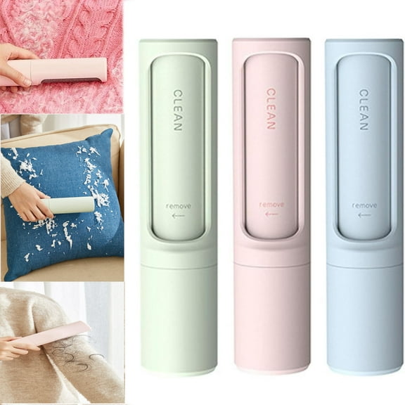 2-1 Reusable Pet Hair Remover Brush Lint, Roller Portable Effective Self Cleaning Tool for, Cat Dog Fur Hair Dust Removal Brush with Self-Cleaning Base for Couch, Car Seat, Carpet, Bedding