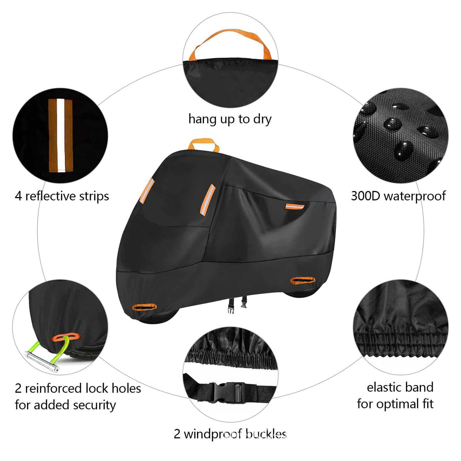 210D Motorcycle Cover Motorbike Rain Cover Dustproof Waterproof Protective Cover XXL