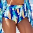 thumbnail image 6 of VBTAPA Women's Summer Bikini Kimono Bathing Suit Tropical Floral Printed High Waist Thong Swimsuit with Cover Ups 3 Piece Set Lightning Sales of The Day Blue L, 6 of 8