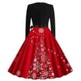 thumbnail image 4 of EGNMCR Robes de Soirée pour Femmes, Robes Formelles pour Femmes, Robes de Cocktail pour Femmes à Manches Longues Robe à Col en V Mode pour Femmes Décontractée à Manches Longues Robe à Imprimé de Noël à Col en V Longueur Genou Robe pour Femmes, 4 of 4