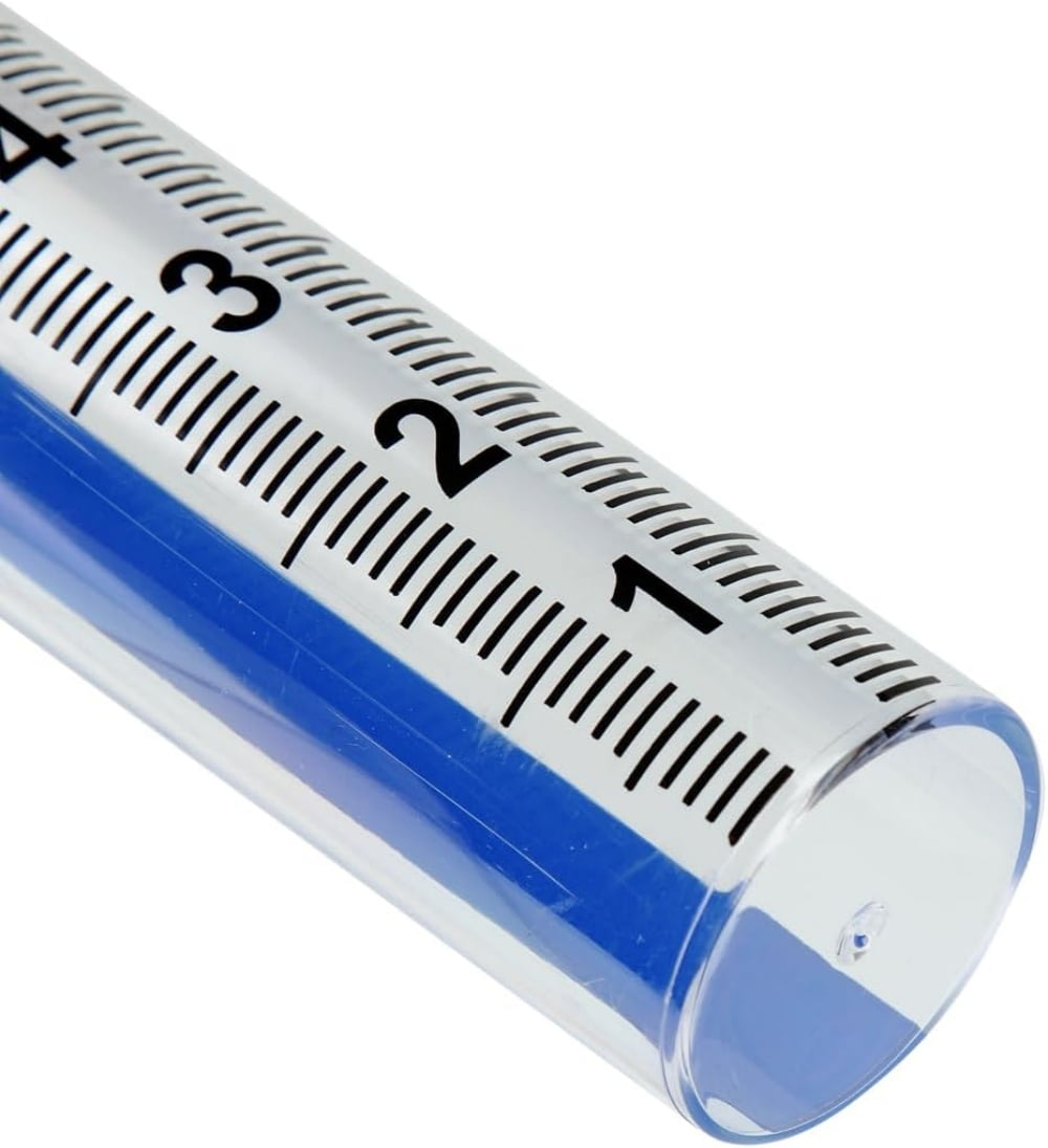 4Pcs Plastic Rain Gauge Replacement Tube, 7inch Transparent Outdoor Rain Meter Tubes for Lawn Garden Yard Home (Blue Strip)