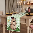 thumbnail image 2 of Table Runners 70 Inches Long Dress Scarves, Groundhog Day Farmhouse Coffee/Dining/Kitchen Table Decor, Holiday Table Runner, Green Plaid Spring Botanical Star Yellow 13x70 Inch, 2 of 9