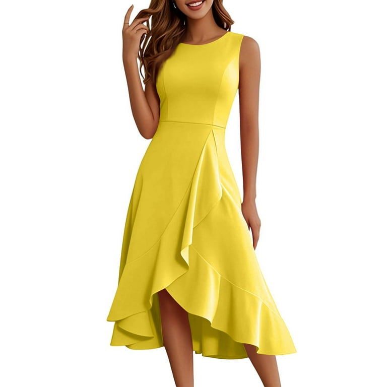 Empire Waist Dress For Women, Tank Casual Cotton Sleeveless Round