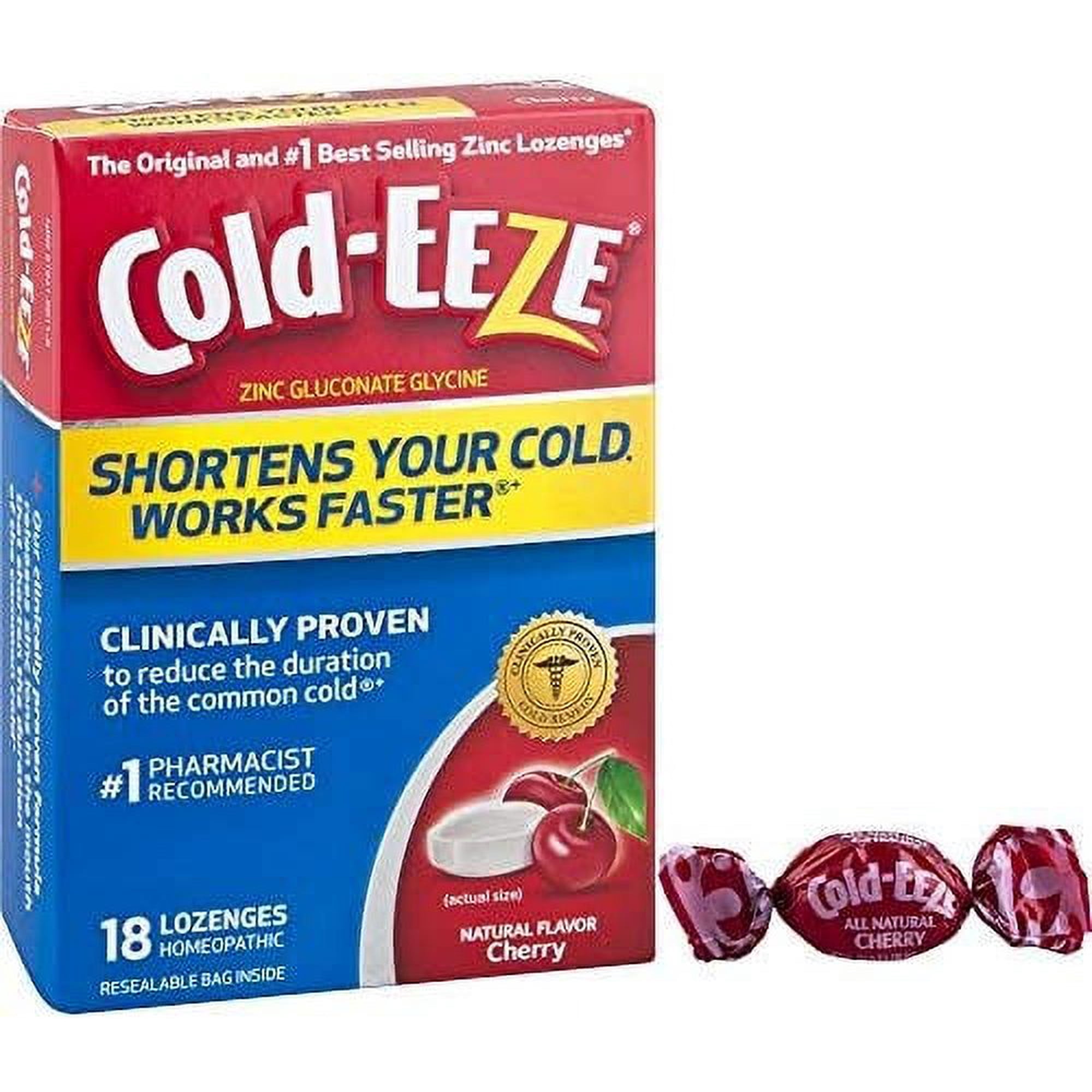 Cold-Eeze Zinc Gluconate Glysine Homeopathic Lozenges Cherry18 ct, Pack of 4
