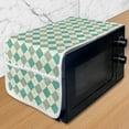 thumbnail image 1 of Plaid Microwave Oven Cover, Traditional Gingham Like Pattern of Diagonal Squares and Dotted Lines, Water Resistant Organizer with Pockets for Kitchen, 36" x 12", Dark Seafoam and Ivory, by Ambesonne, 1 of 4