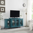 thumbnail image 3 of Aukfa TV Stand for TVs up to 62" - Storage Buffet Cabinet with Glass Door and Adjustable Shelves - Teal Blue, 3 of 8