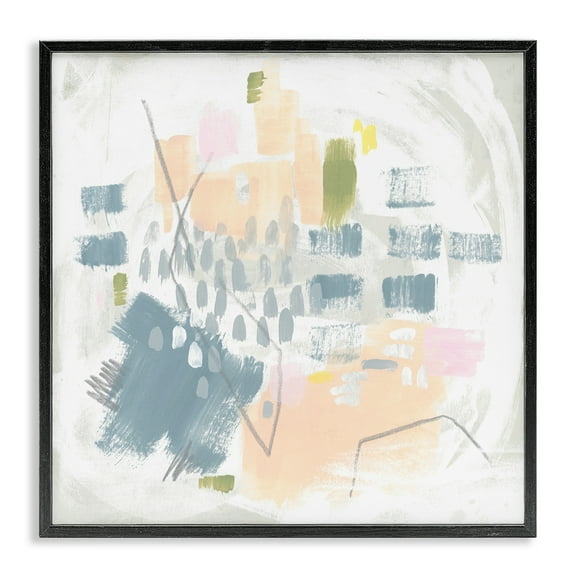 Stupell Industries Centric Pastel Pattern Abstract Painting Black Framed Art Print Wall Art, 12 x 12