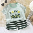 thumbnail image 2 of TOWED22 Toddler Baby Boy Clothes 2 Pieces Cartoon Lion Print Crewneck Short Sleeve Tee Elastic Waist Cargo Shorts Summer Outfits(Light Green,7-8 Y), 2 of 8