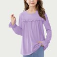 thumbnail image 4 of Girls Oversized Long Sleeve Shirts Kids Fashion Crewneck Tunic Tops Tees 5-13 Years Purple 11-12 Years, 4 of 7