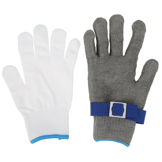 Guantes de acero anticorte de nivel 5 de seguridad universales de acero inoxidable para protección de manos (XXL)