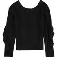thumbnail image 1 of bar III Womens Ruffle-Sleeve Pullover Blouse, Black, Small, 1 of 2