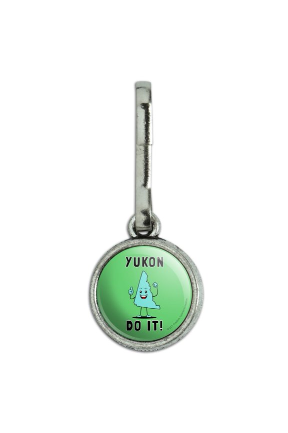 Yukon Do It You Can Canada Funny Humor Antiqued Charm Clothes Purse Suitcase Backpack Zipper Pull Aid