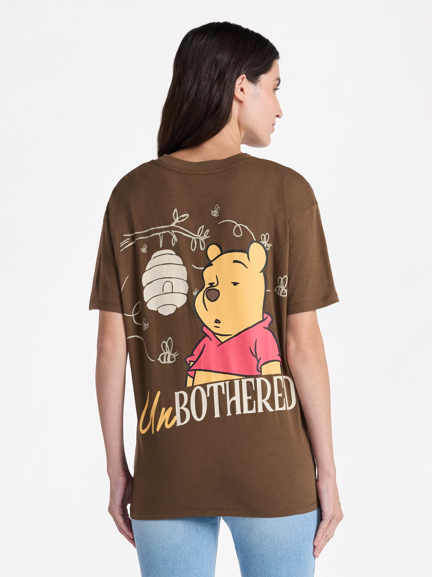 Disney Women's Winnie The Pooh Front Back Graphic Tee with Short Sleeves, Sizes XXS-XXL