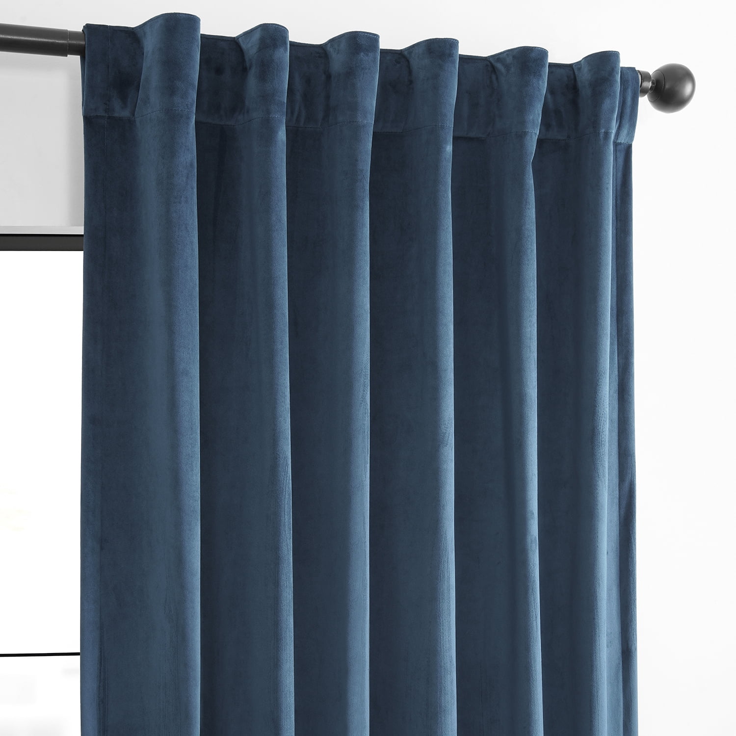 HPD Half Price Drapes Basic Deluxe Velvet Room Darkening Curtains with Rod Pocket - 2 Panels Set - Window Curtains for Living Room & Curtains for Bedroom, 50W X 96L, Dark Blue