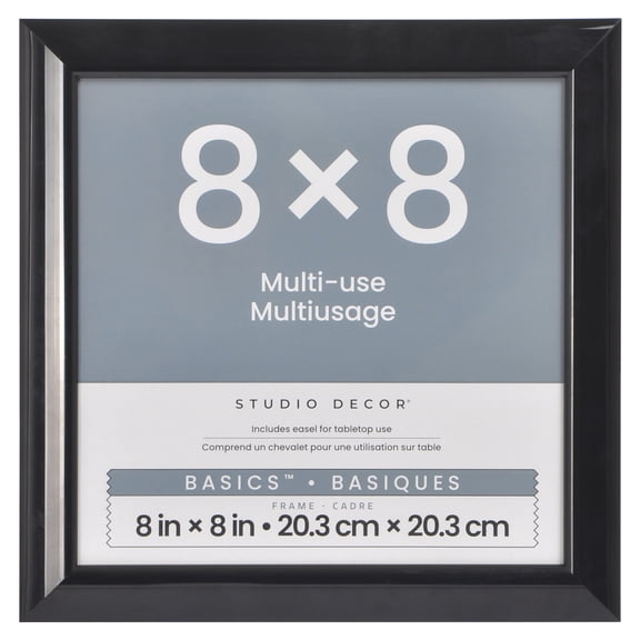 Studio Decor 8" x 8" Black Multi-Use Tabletop Frames - PVC & Glass Picture Frames with Easel Backs for Horizontal or Vertical Display, 12 Pack