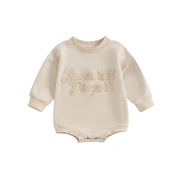 Bagilaanoe Newborn Baby Girl Boy Oversized Romper Sweatshirt Long Sleeve Bodysuits Letter Embroidered Pullover 3M 6M 12M 18M Infant Casual Tee Tops