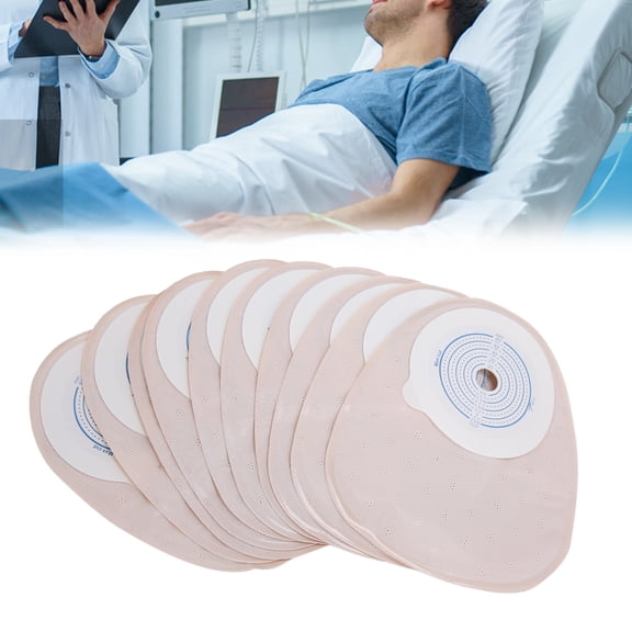 Higoodz 10pcs One‑Piece Disposable Colostomy Bags Ostomy Ileostomy Stoma Ostomy Supplies,Ostomy Ileostomy Bag,Disposable Colostomy Bag