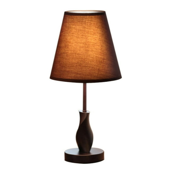 1pc Wood Cloth Art Desk Lamp Style Desktop Lamp Table Lamp Creative Desk Lamp for Home with US Plug (Brown without Bulb)