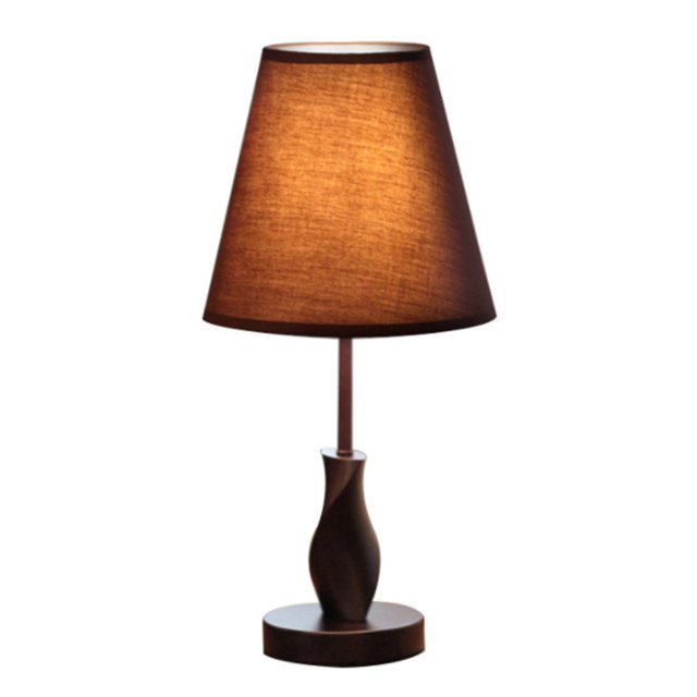 1pc Wood Cloth Art Desk Lamp Style Desktop Lamp Table Lamp Creative Desk Lamp for Home with US Plug (Brown without Bulb)