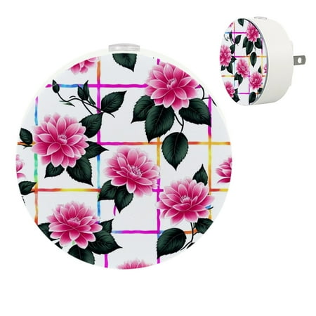 

YZUOUZY Night Light Bedside Lamp Bedroom Lamps Set of 2 Floral Hibiscus Geometric Flowers