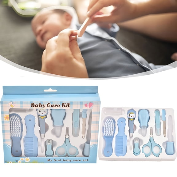 RAGUPEL 10PCS Baby Grooming Kits,First Aid Kits,Baby Care Kits,Baby Brushes,Nail Clippers,Nose Hygienicers And Other Beauty Kits