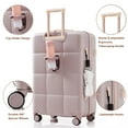 thumbnail image 3 of S-HOME ABS Luggage Set of 3 with Cup Holder and Spinner Wheels, Lightweight Airline Certified Suitcases, Brown, 3 of 9