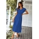 thumbnail image 5 of Vestido PRETTYGARDEN Maxi Bohemio Azul Oscuro Grande con Escote Cruzado en V y Cinturón, 5 of 7