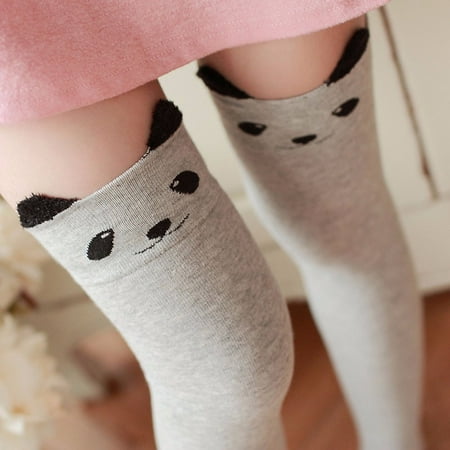 

LASHALL SOCK Women Winter Cat Bear Panda Knitted Over Knee Long Boot Thigh-High Warm Socks GY(Buy 2 Receive 3)