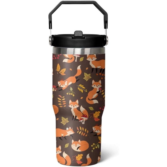 30 oz Fox Iceflow Flip Tumbler with lid and Straw,Fox CoffeeTravel Mug Cup Water Botter, Fox Gifts for Fox Lovers Fox Stuff Decor Accessories