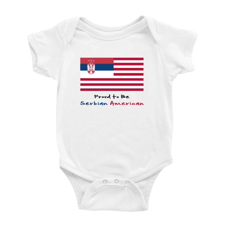 

Proud to Be Serbian American Flag Baby Bodysuit Baby Clothes (White 18-24 Months)