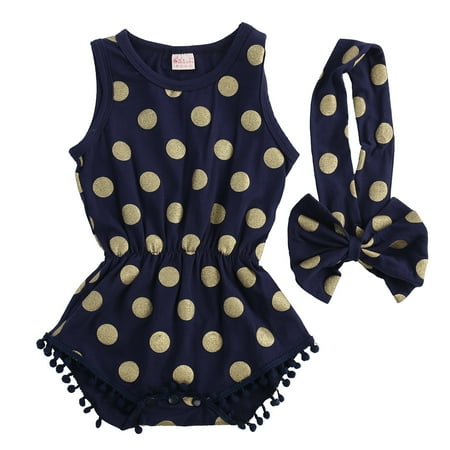 

Multitrust Girl Polka Dot Jumpsuit Jumpsuit and Headband Set