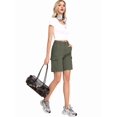 thumbnail image 4 of Women's Denim Pockets Cargo Knee Length Elastic Waist Jorts Shorts for Casual Summer Green S, 4 of 7