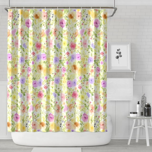 Pioneer Flower Floral Print Pattern Shower Curtain 72"x84" ,Bathroom Decorative Shower Curtains Set with 12 Hooks,Modern Waterproof Washable Shower Curtain