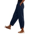 thumbnail image 2 of Casual Pants Women Casual and Short Stacked V Slub Cotton Trousers, 2 of 6