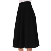 Womens Casual High Waist A-Line Midi Skirt for Work and Everyday Wear