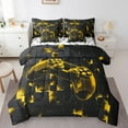 thumbnail image 1 of YST Boys Gaming Gamer 7-Piece Comforter Set, Twin, Video Game Theme, Yellow Neon Light, Gradient Geometry, Checkered Pattern, 1 of 4